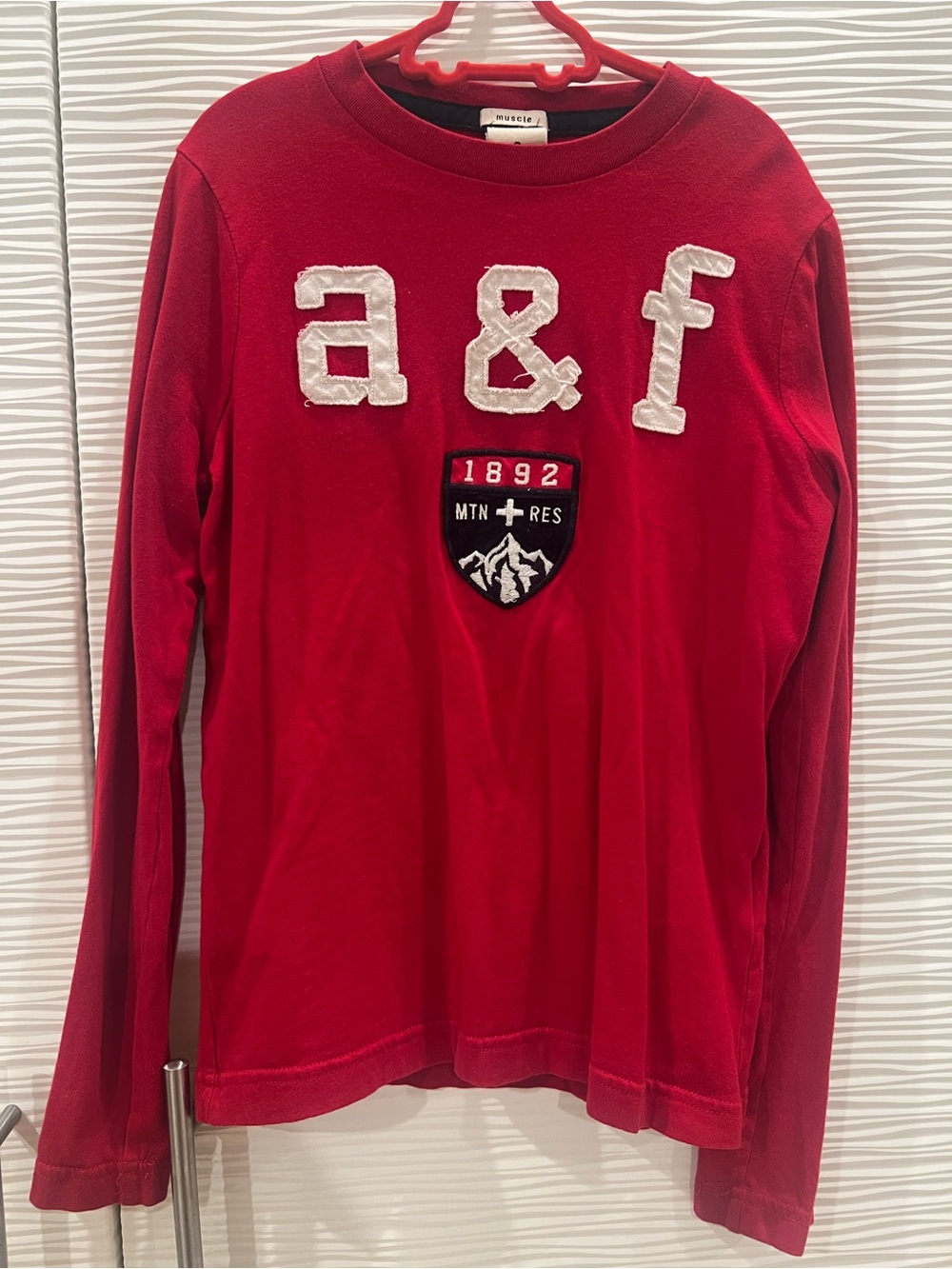 abercrombie kids Red Long-Sleeve Logo Tee with Crest